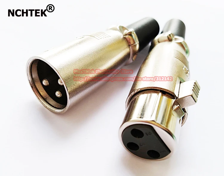 NCHTEK Lock Joint XLR 3 Pin Female + Male Plug Audio Cable Connector Adapter MIC Socket Jack Plug/Free shipping/1PAIR | Обустройство