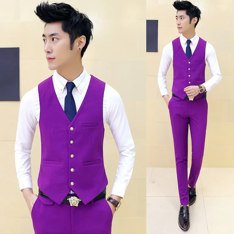 Multi Color Men's Suits Costume Homme Mens Suits Terno Vestidos De Festa Man Suit Wine Red slim fit (jacket + Pants + Vest + Tie