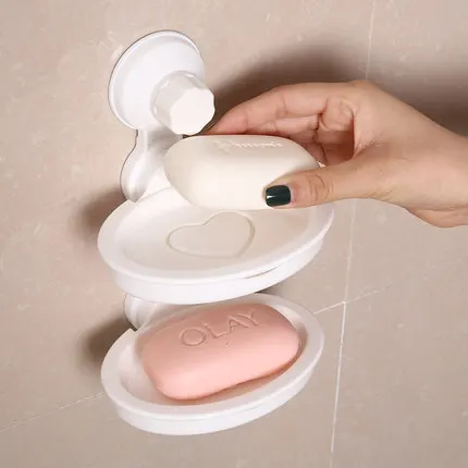 Two Layer Suction Holder Soap Dish Storage Basket Soap Box Stand Soap Holder Kitchen Tools Bathroom Accessories