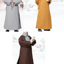 Зимняя теплая хлопковая одежда в стиле унисекс, костюм монахов дзен, костюм буддистского шаолина, халат кунг-фу, костюмы для медитации, серый/коричневый/желтый