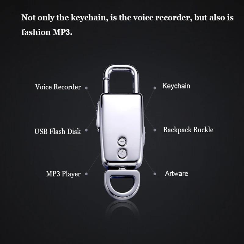 HLTON Портативный 8 Гб мини брелок цифровой Аудио Диктофон HD диктофон USB Flash без