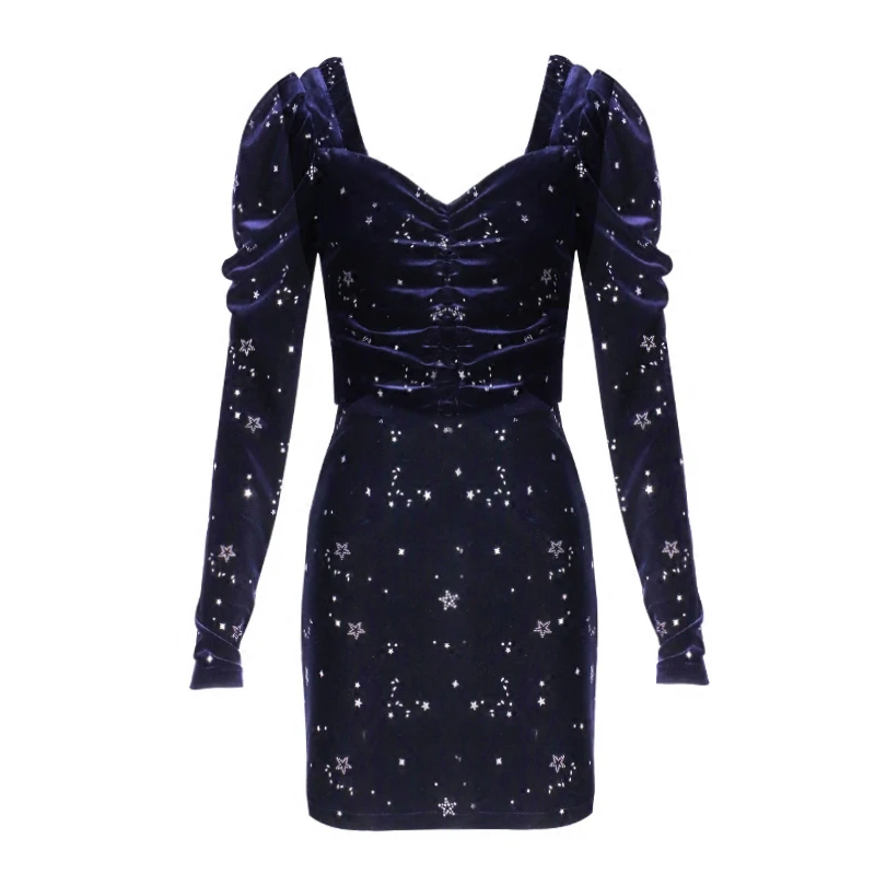 blue velvet star dress