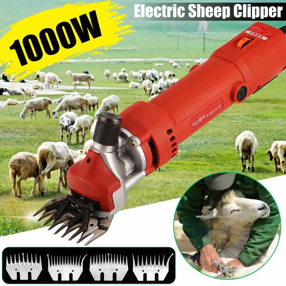 1200W Electric Sheep Shear Clipper Wool Goats Livestock Trimmer Grooming 220V