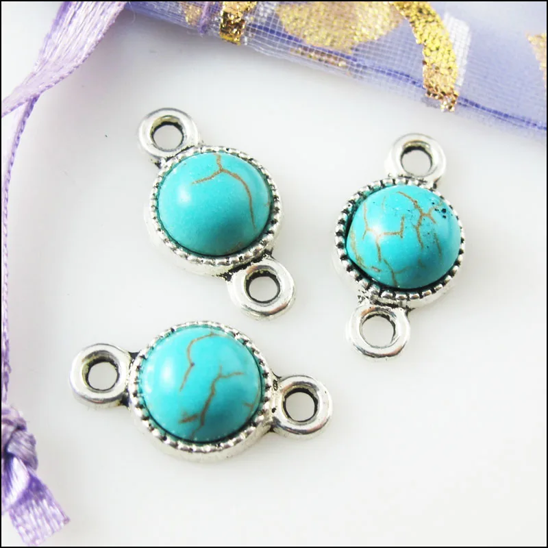 16 шт. ретро тибетский серебристый Круглый соединитель Подвески 10x18.5mm|round charm|round