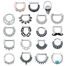 ZS 16G Surgical Steel Indian Nose Septum Rings Women Crystal Ear Helix Clicker Piercings Earring Septums Hoop Piercing Jewelry