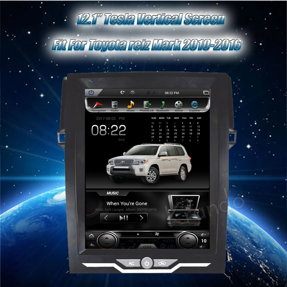 Cheap Krando Android 7.1 12.1" Vertical screen car radio player for Toyota Reiz Mark 2010-2016 GPS navigation entertainment system 1
