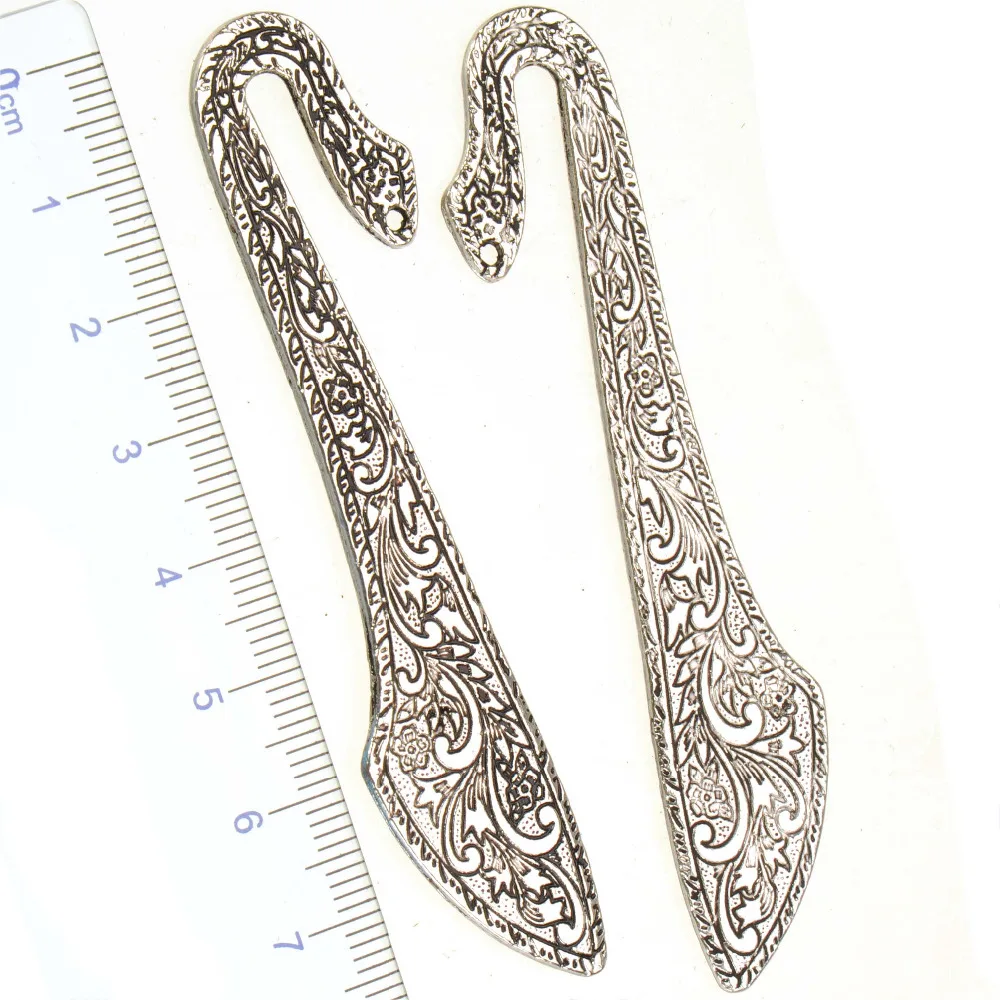 Bookmarks School Supplies Stationery Book Page Marker DIY Flat Flower Silver Plated Wholesales Metal Jewelry Fittings 80mm 5pcs Jewelry Findings