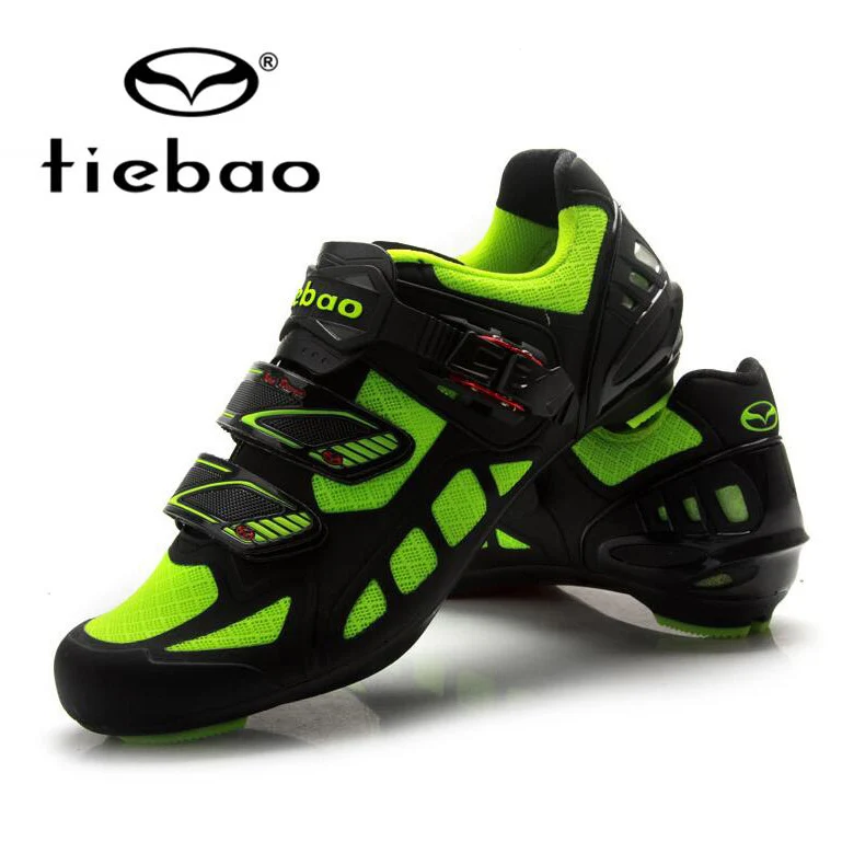 Велосипедная обувь Tiebao, спортивная обувь для активного отдыха на велосипеде, Мужская дышащая гоночная обувь для велоспорта, Zapatos De Ciclismo De Carretera - Цвет: Зеленый