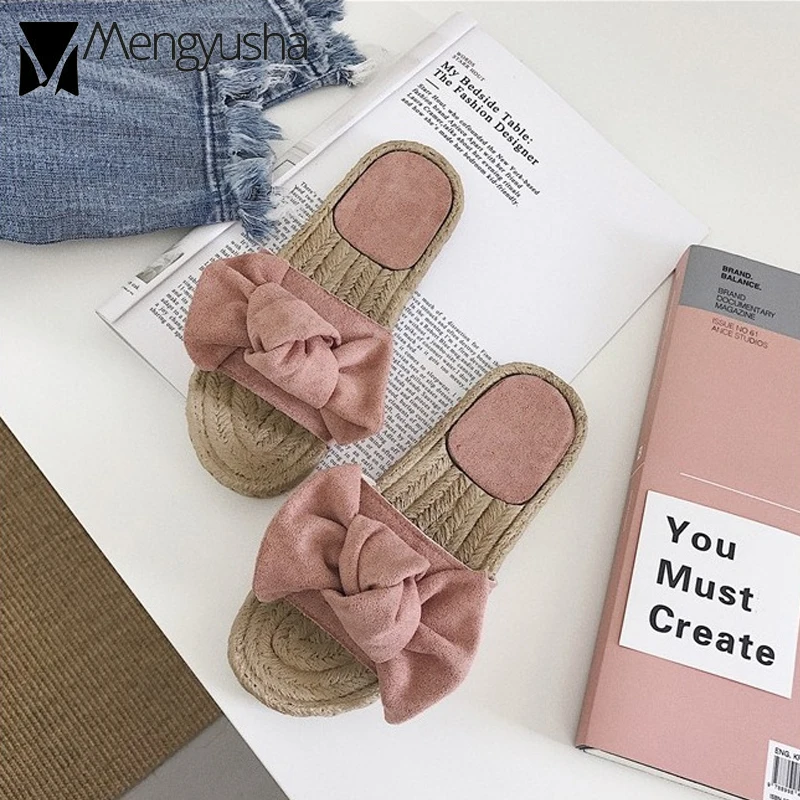 

velvet butterfly-knot slippers woman rubber fisherman shoes korean style flat flip flops women new holiday beach shoes 2018
