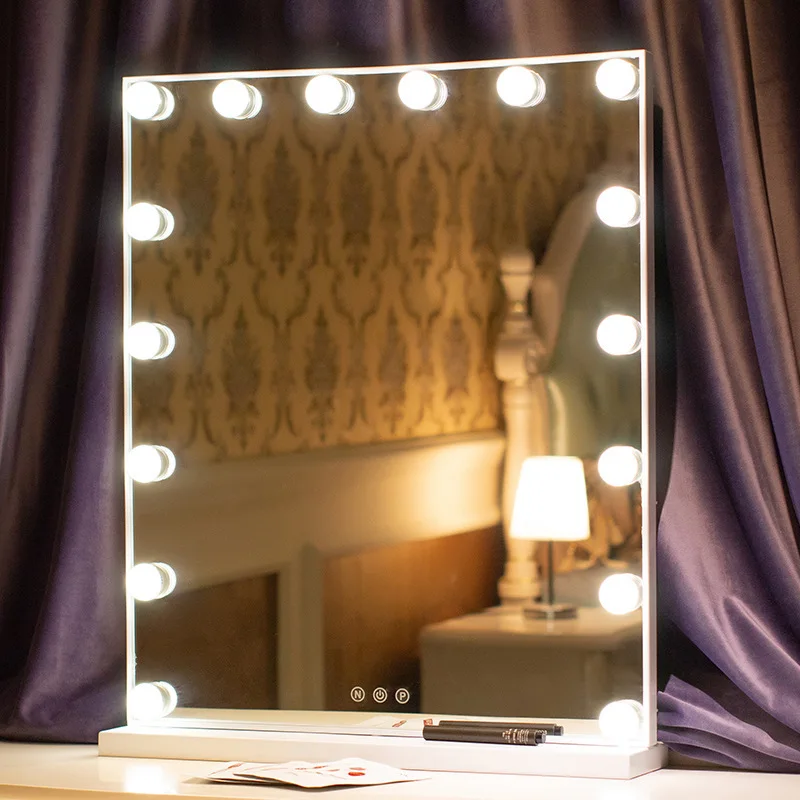 Голливуд освещенный Красота зеркало с подсветкой зеркало для макияжа с регулируемой яркостью светодиодный лампы Настольный и настенный туалетный Спальня