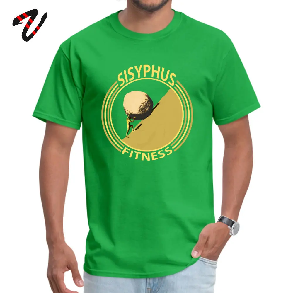 Sisyphus Fitness yellow T Shirt for Men Customized Summer/Autumn Tees Short Sleeve On Sale Comics T-shirts Crewneck Pure Cotton Sisyphus Fitness yellow 11186 green