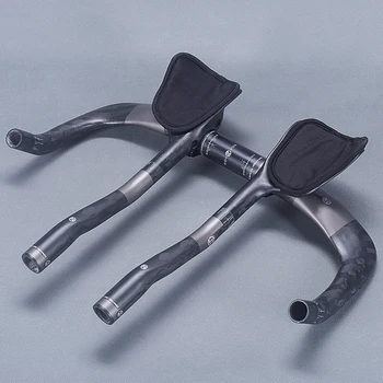 

TOMTOU Road Bike Rest Handlebar Full 12k Carbon Travel Cycling Aero Bar Bicycle TT Handlebars Matte Black 485g - TK8T69