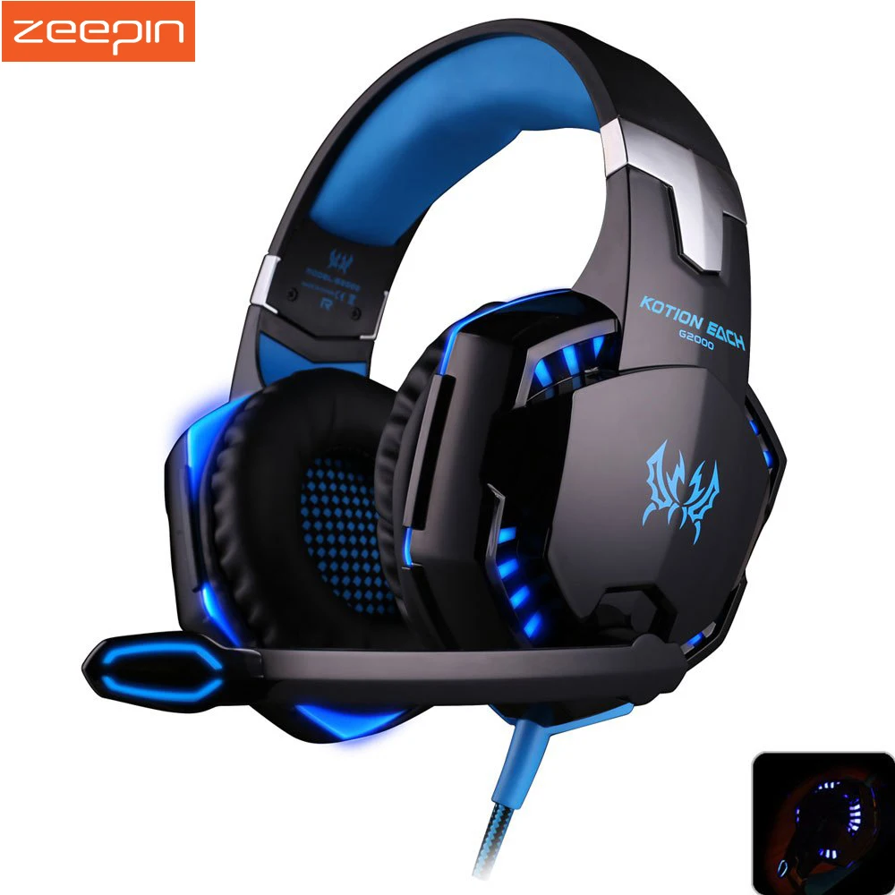 Lowest Price EACH G2000 Stereo Surrounded Over-Ear 2.2m Wired Gaming Headset Headband Earphone with Light for Computer PC Gamer