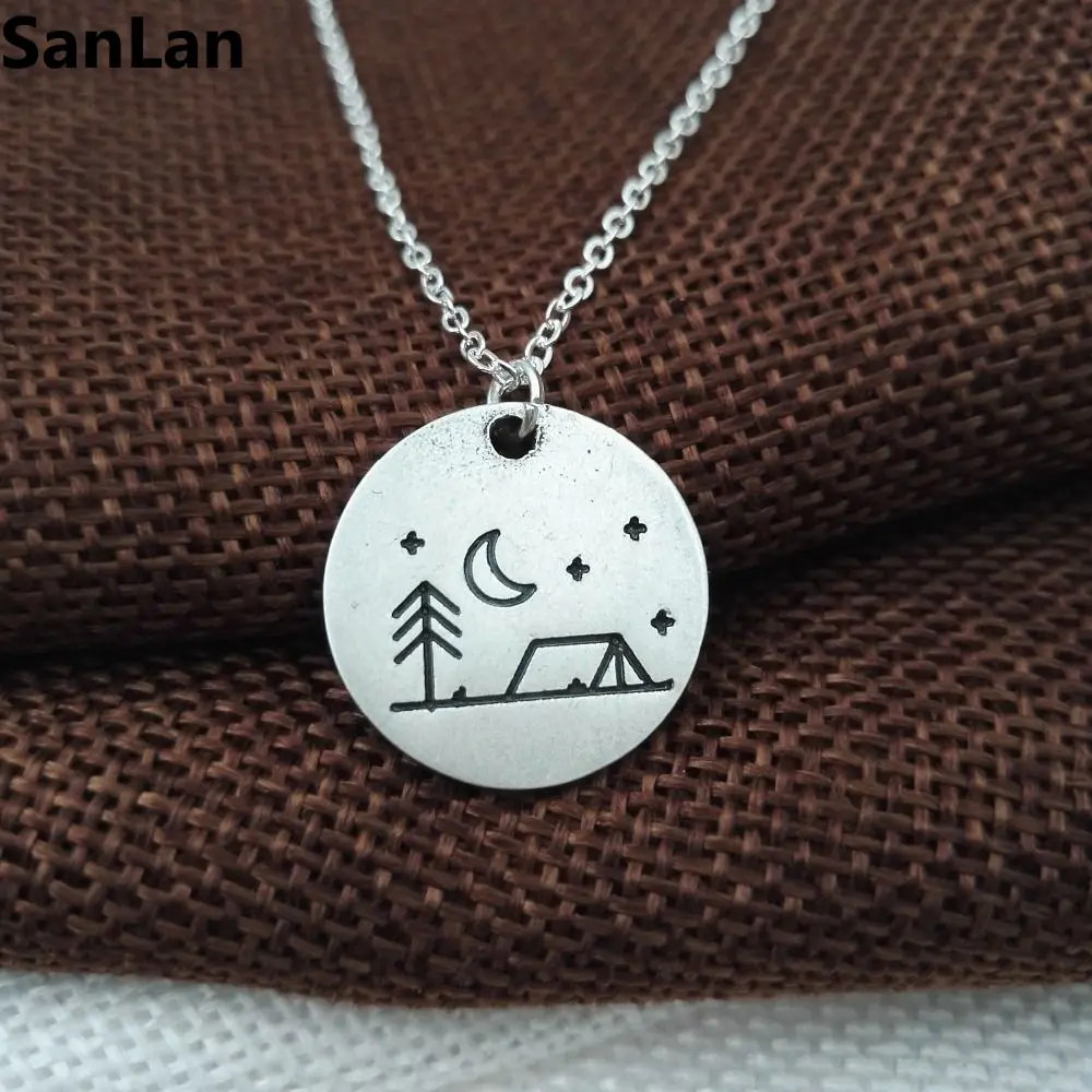 10pcs Pine Tree house star moon Camping Necklace necklace camping jewelry simple life Outdoor