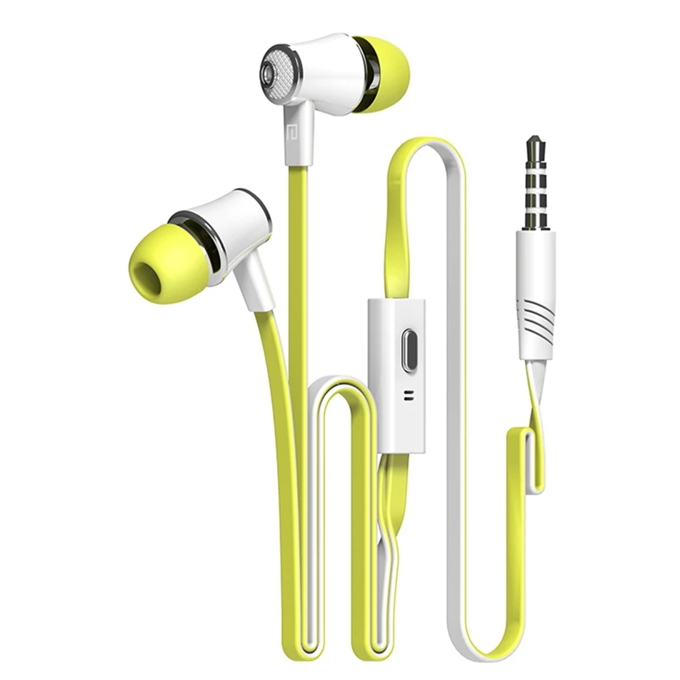 WhaY Stereo Earphone In Ear Flat Wire Headphone Hi-fi Bass music Earbuds with Microphone for iphone 6 5 xiaomi samsung Earphones (14)