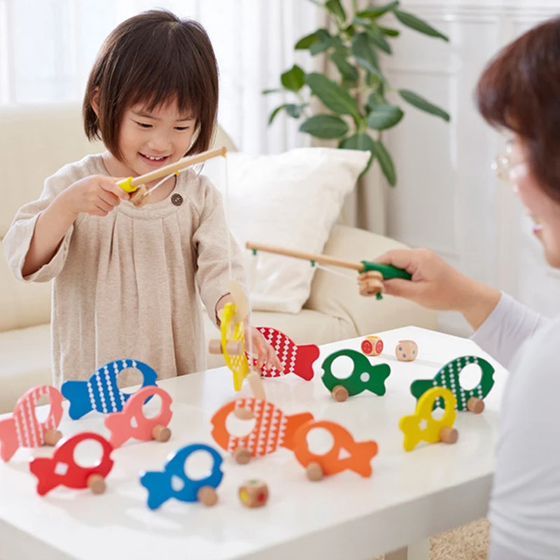 

Colorful Wooden Dice Fish Toys Set Baby Fishing Toy Early Education Puzzle Wooden Toy Child Birthday/Christmas Gift