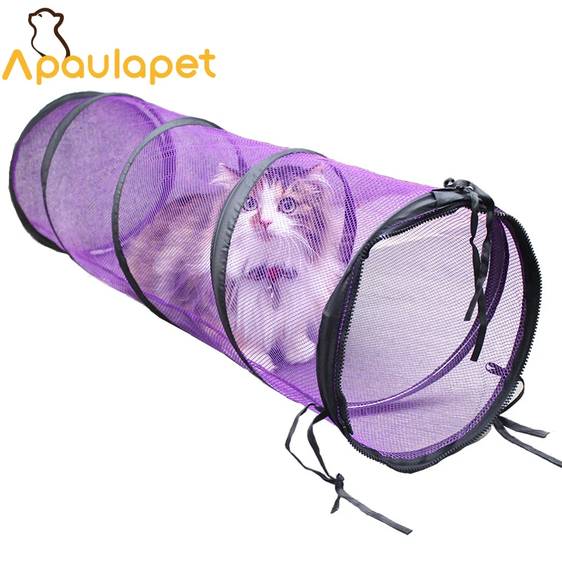 APAULAPET Polyester  Cat Play Tunnel Toy Folding Tent Toy Cat Tunnel Supply Bright Colors Rabbit Play Tunnel Cat House