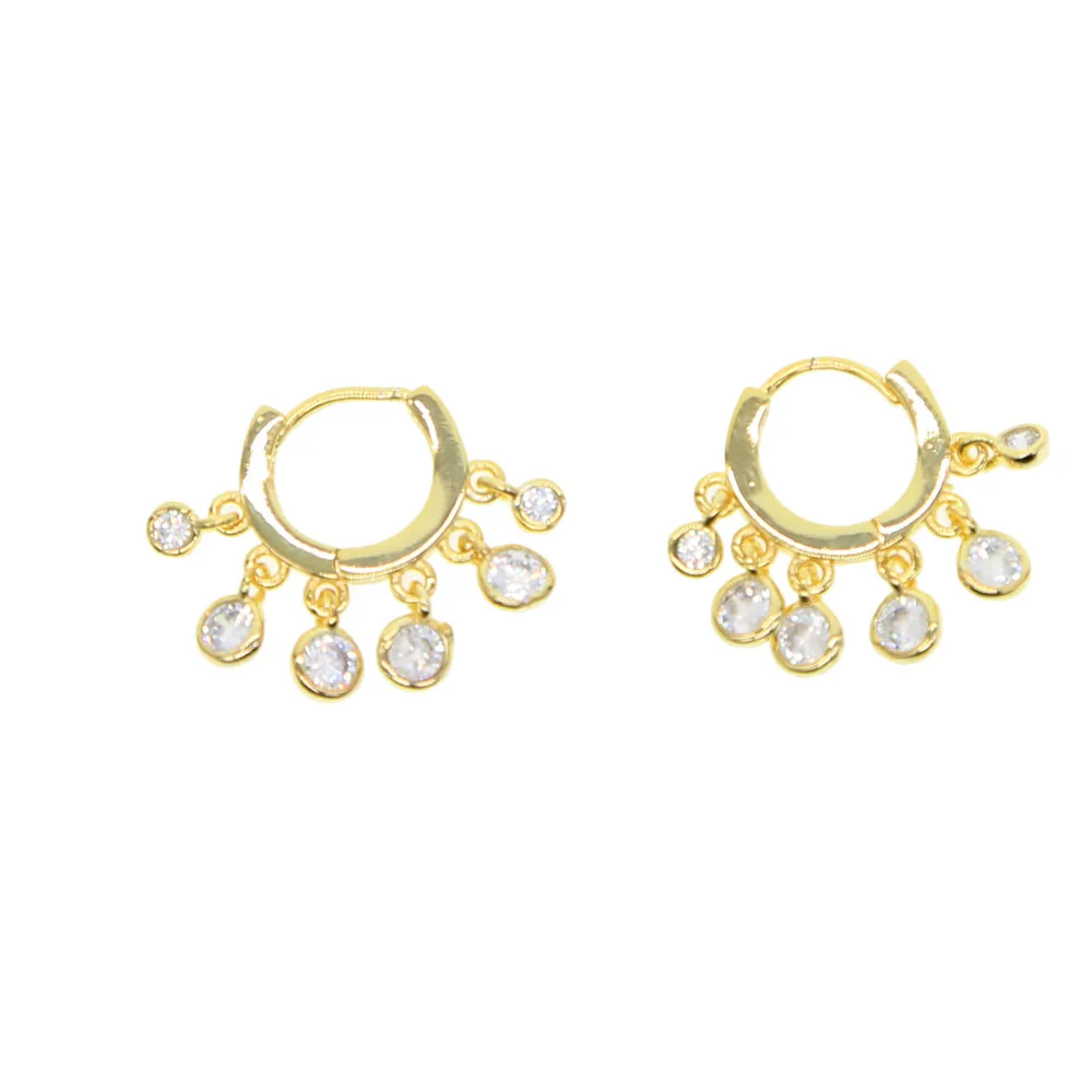 

2019 gold silver rose gold color bezel cz drop charm elegant women stunning new jewelry nice trendy drop earring for women girls