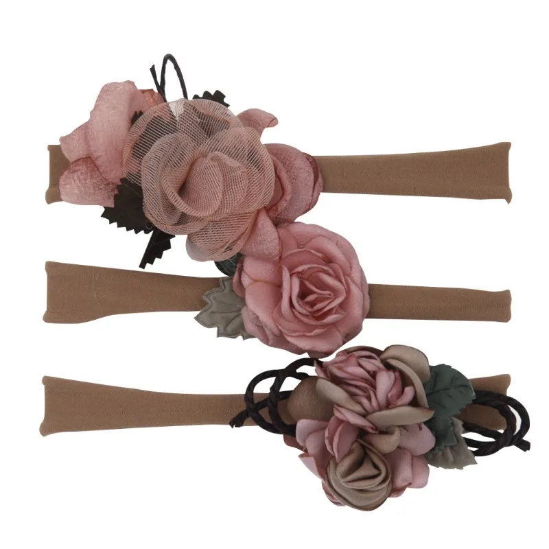 

New0-4T Comfortable 3Pcs Infant Baby Girls Kids Toddler Newborn Flower Design Hairband Headwear Hair Accessories New