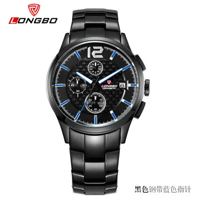 

2018 Hot Seller LONGBO Brand Sport Business Watch with Stainless Steel Luminous Quartz Movement Water Resist Wrist Mens Watches