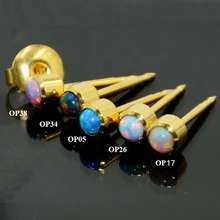 1 пара 24 К золотой цвет хирургическая сталь камень по рождению огненный опал серьги-гвоздики асептический хрящ трагус пирсинг ювелирные изделия для тела