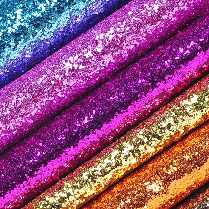 100x135cm Sequins Chunky Glitter Vinyl Fabric For Wedding Decoration