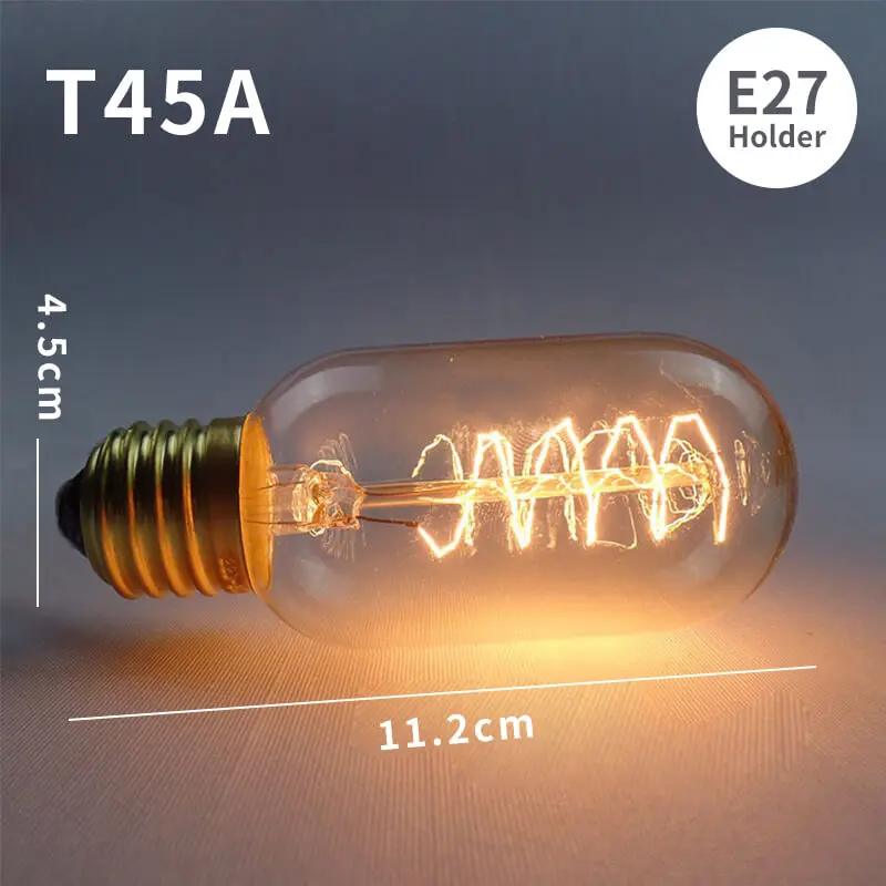 EL ретро Edison LED светильник лампочка E27 E14 40W 220V ST64 C35 G80 G95 T45 T30 T185 T10 A19 ST64 ампулы лампы Винтаж ламп Эдисона - Цвет: Spiral T45A