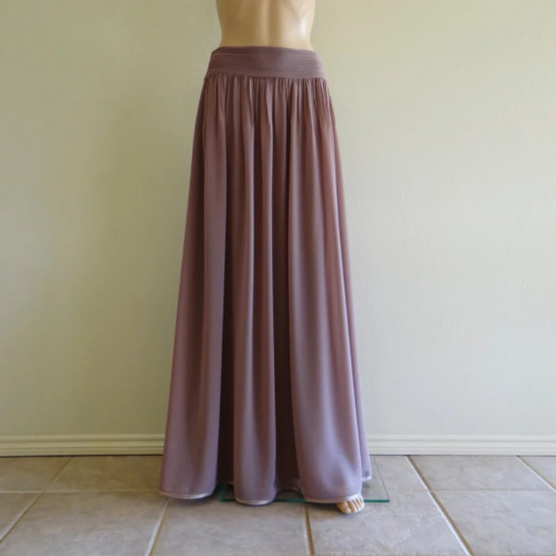 Dark Tan Bridesmaid Skirt. Dark Tan Maxi Skirt. Chiffon Floor Length Skirt. Long Evening Skirt