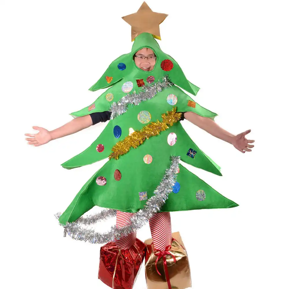 Adult Christmas Tree Costume With Present Shoe Covers Women Christmas