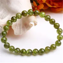 7,5 мм натуральный зеленый перидот драгоценный камень женщина целебный хрустальный круглый шарик стрейч модный браслет из камней AAAAA