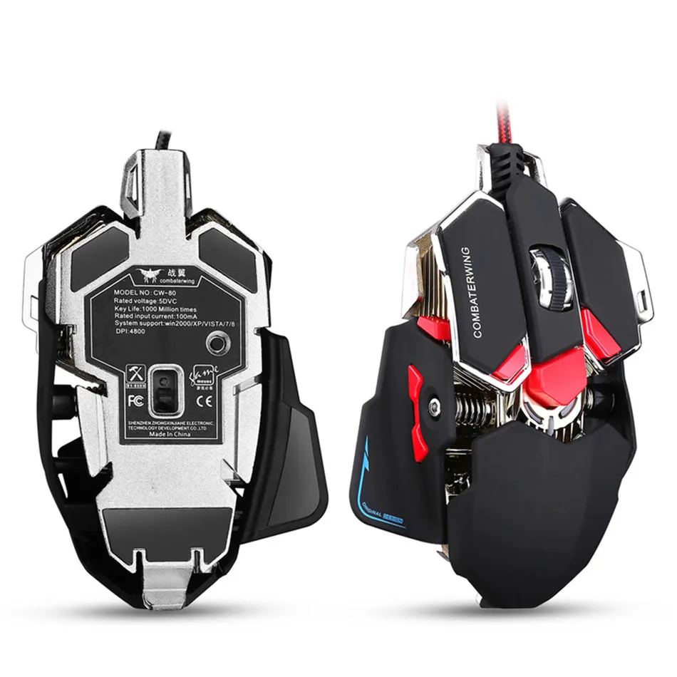 

COMBATERWING 4800 DPI Optical Gaming Mice 10 Programmable Button Wired Mouse Adjustable Game Mouse Drop Shipping