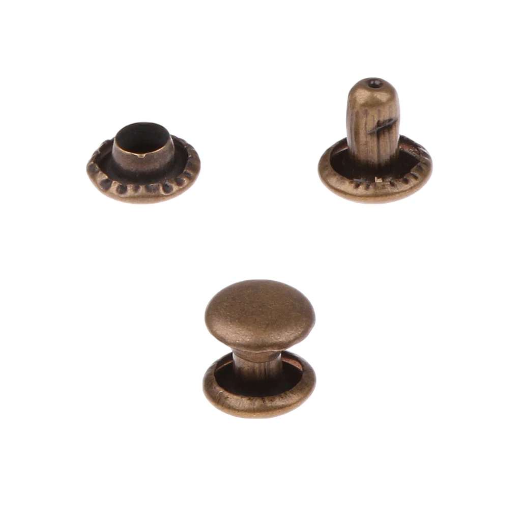 100 Sets Leather Rivets Double Cap Rivets for Leather Craft Repairing Decoration