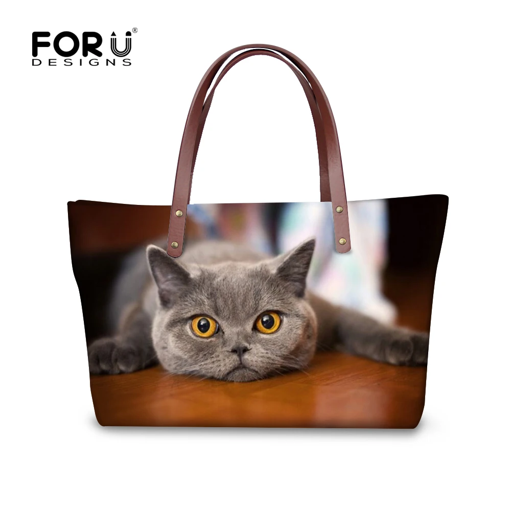 FORUDESIGNS милые британские короткие женские сумки с принтом кошки модные на плечо