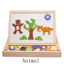 Детские развивающие деревянные игрушки мультфильм Пазлы для детей лесной парк Многофункциональный магнитные пазлы доска для рисования