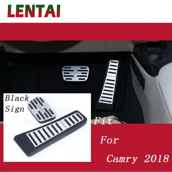 

LENTAI 2pcs Car Styling Stainless Steel Accelerator Gas Pedal Cover Interior Sticker For Toyota Camry XV70 2017 2018 Accessories