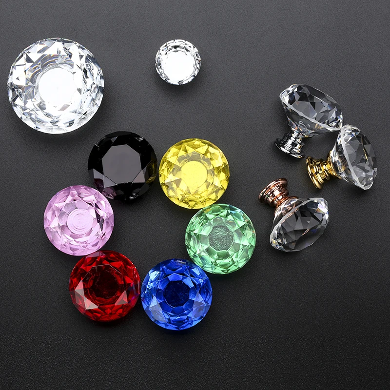 Diamond Shape Crystal Glass Cabinet Knobs and Handles  (7)