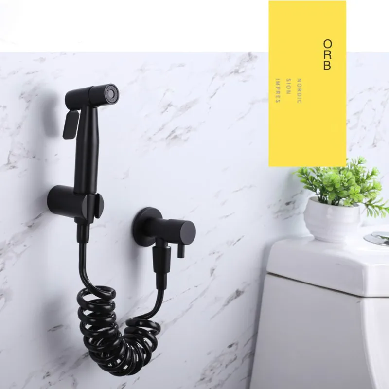 Черный душевой распылитель из нержавеющей стали 304 простой стиль черный унитаз