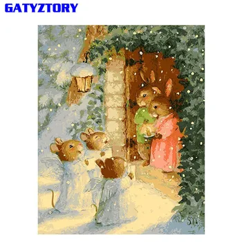 

GATYZTORY Frameless Christmas Rabbit DIY Painting By Numbers Kits Coloring By Numbers Unique Gift For Home Decor Wall Art 40x50
