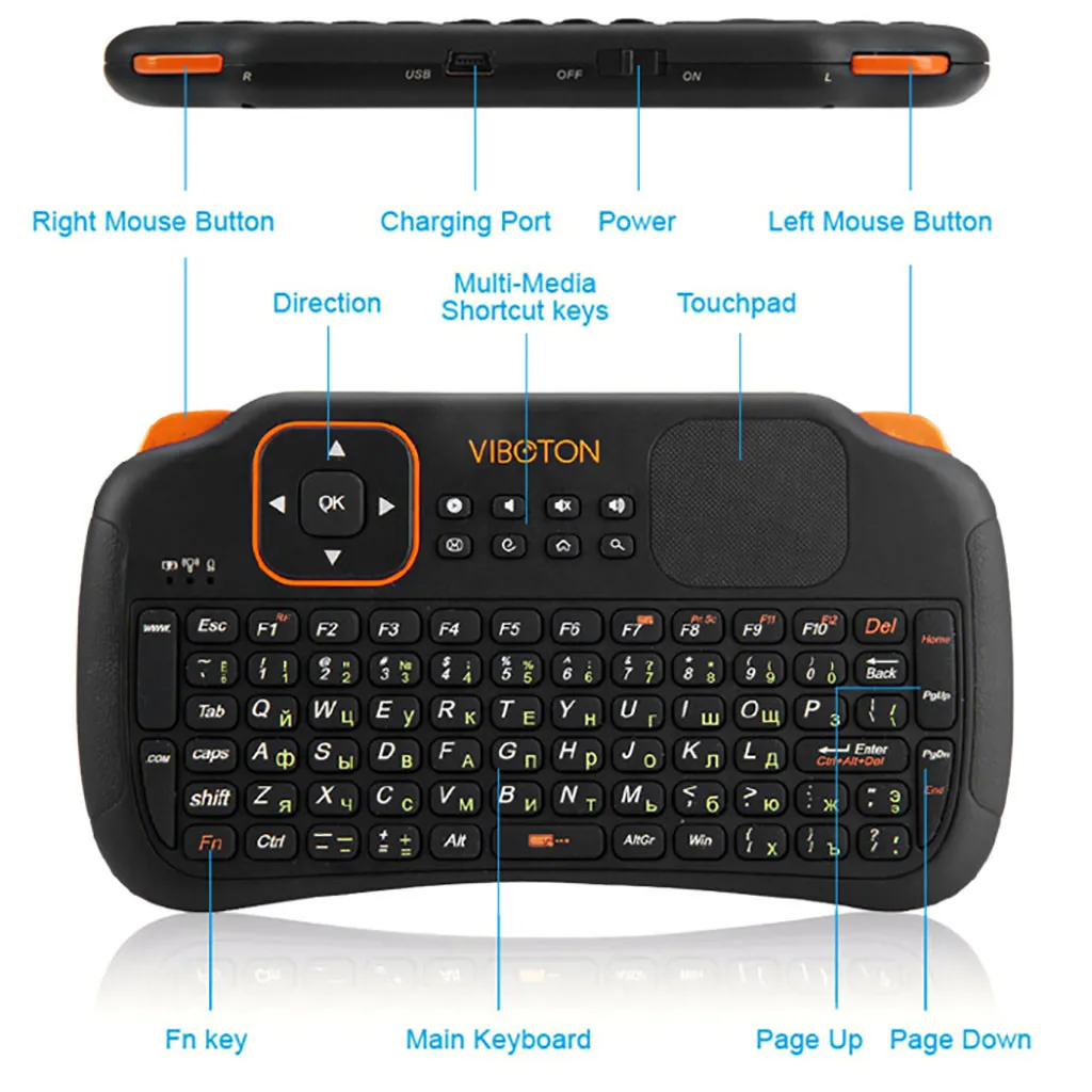 Russian 2.4GHz Wireless Keyboard Air Mouse Remote Control With Fouchpad 