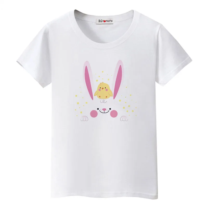 

BGtomato Lovely rabbit tshirt good friends t-shirt hot sale camiseta mujer cartoon t shirt women original tops harajuku shirt