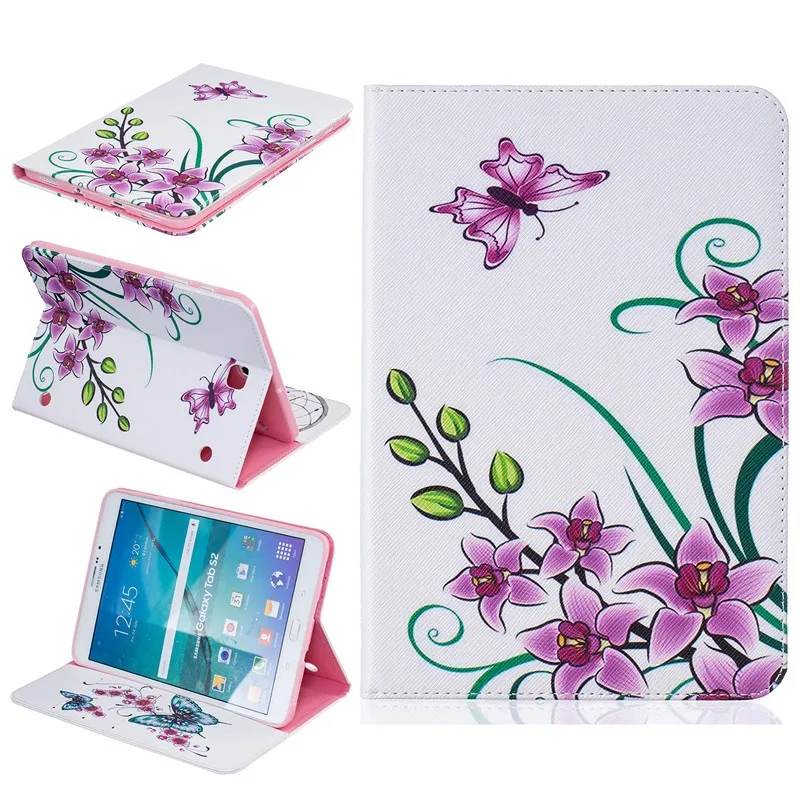 For Samsung Galaxy Tab S2 8.0 SM-T710 T715 Case Kids Butterfly Flower Bear Cartoon Wallet  PU Leather Back Silicon Tablet Cover (73)