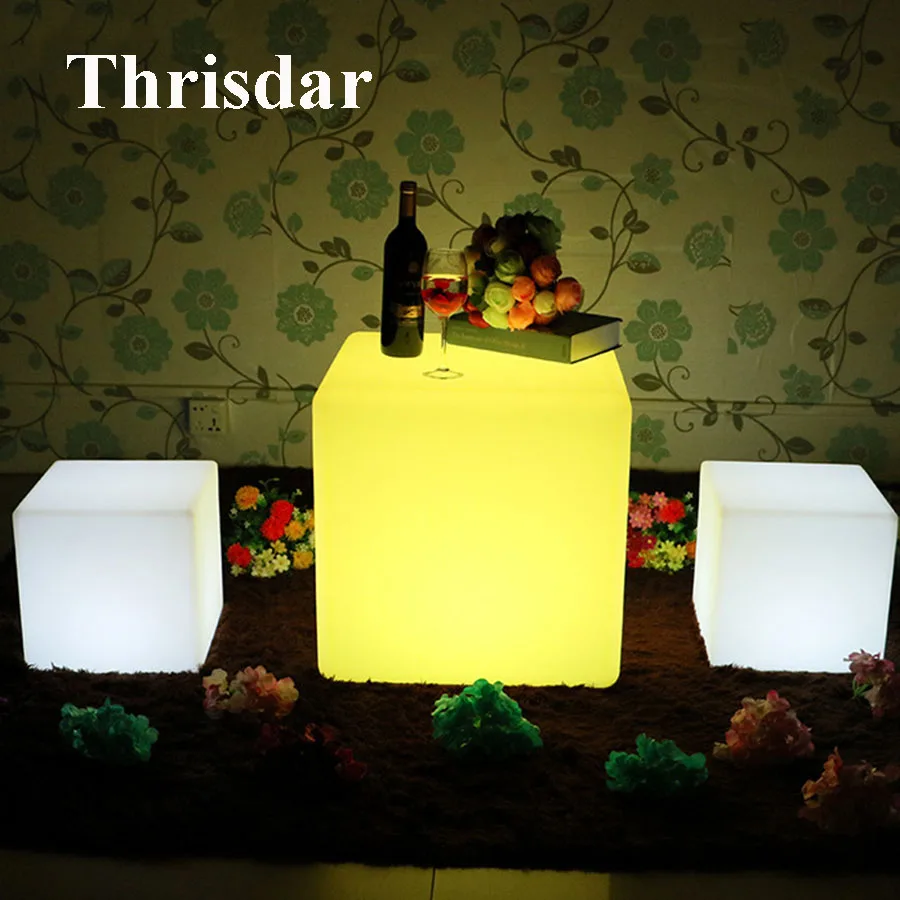 

Thrisdar 16 Color Rechargeable Cube Table Lights With Remote Outdoor Led illuminated Furniture Bar Party Restuarant Table Lamp