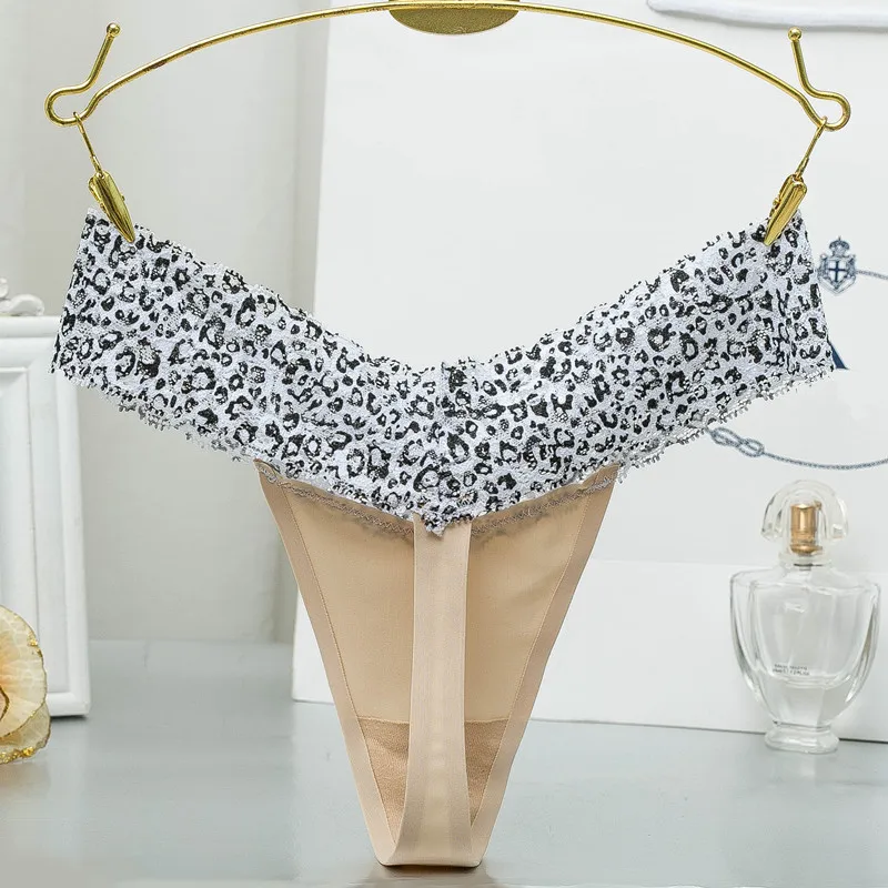 Plus Size Women's Sexy Lace Panties Breathable Cotton Briefs Leopard Female Underwear Tanga Seamless Thongs and G String (12)