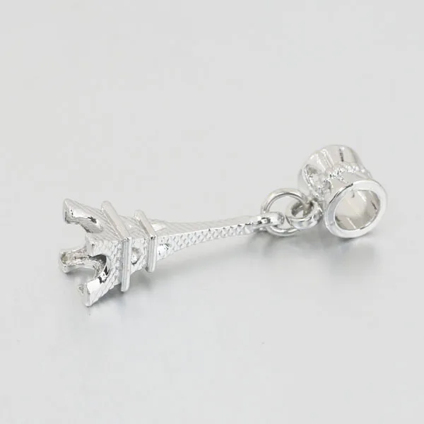 

free shipping 1pc silver european tower haning bead charms fit pandora style bracelet PCW012