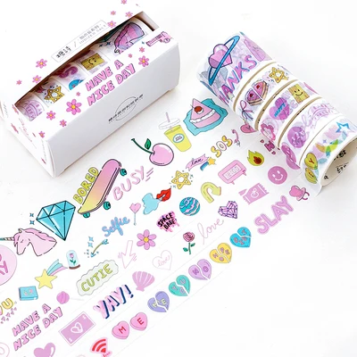5 рулонов/партия креативные милые васи ленты Набор японских бумажных наклеек DIY клейкая лента для скрапбукинга школьные канцелярские принадлежности девушка подарок - Цвет: C