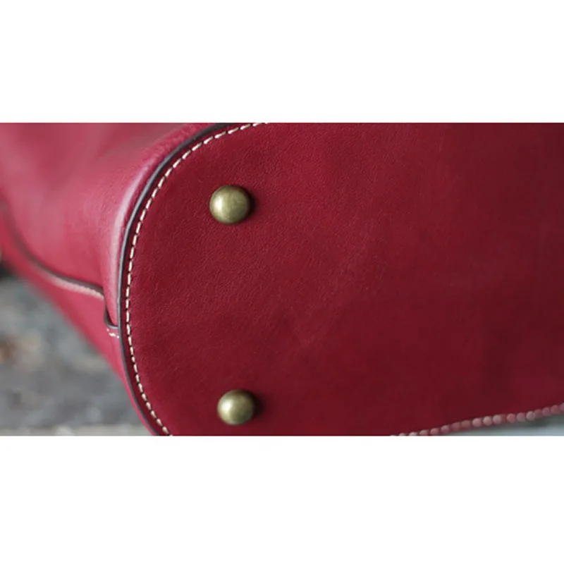 AETOO New shell bag ethnic style handmade leather red handbag literary retro casual shoulder bag