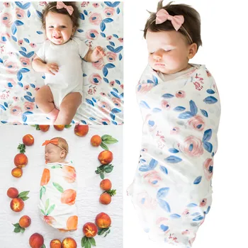

Brand New Floral Print Baby Swaddle Blanket Bowknot Headband Set Newborn Wrap Towel