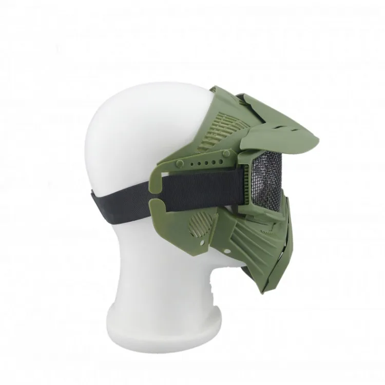 Высококачественная полностью лицевая маска ABS пластик с безопасными металлическими очки в сеточку Защита CS провод регулируемая нейлоновая маска
