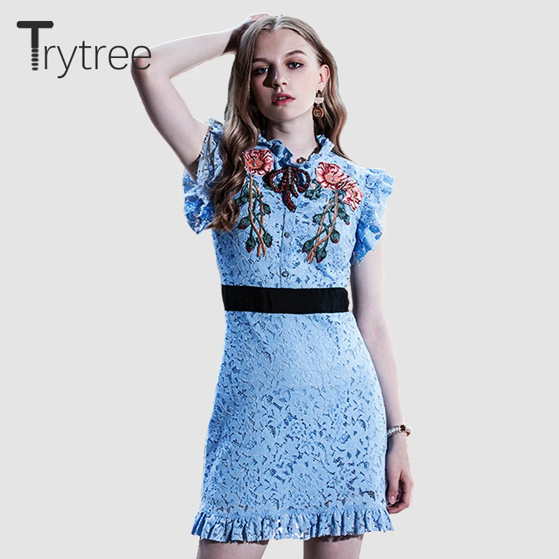Trytree летнее осеннее платье повседневные женские вечерние шифоновые мини платья с