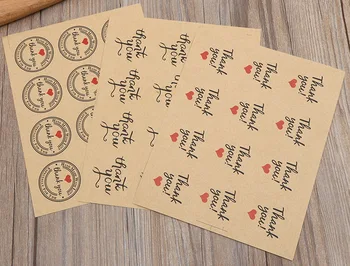 

1000sets,12pcs/set Thank You Love Self Adhesive sealing Stickers Kraft Label Sticker DIY Hand Made Gift Cake Candy Paper Tags